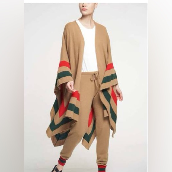 Madeleine Thompson Tan Knit Cassia Poncho